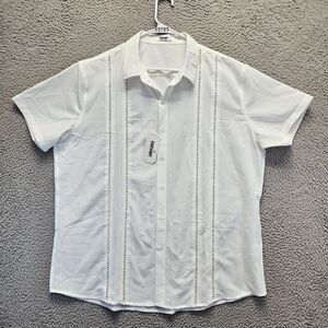 Coofandy Shirt Blouse Mens Size XL White Short Sleeve Button Up